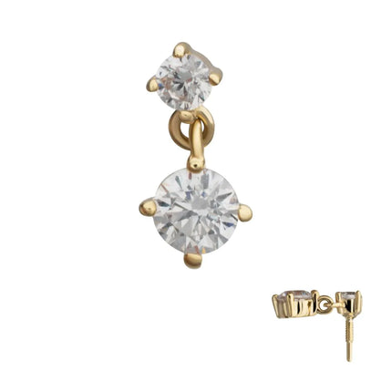 Invictus 14Kt Yellow Gold M0.8 Internally Threaded Double 4-Prong Gem Dangle Top