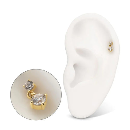 Invictus 14Kt Yellow Gold M0.8 Internally Threaded Double 4-Prong Gem Dangle Top