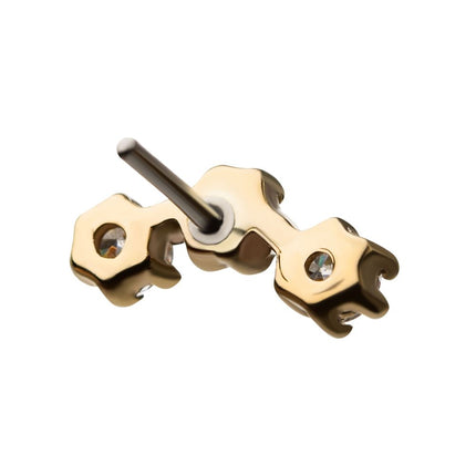 Invictus 14Kt Gold Threadless 6 Pronged Round CZ Trinity Top