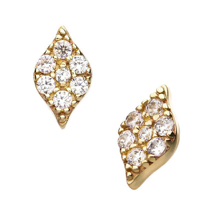 Invictus 14kt Yellow Gold Threadless Prong Set Multi-Clear CZ Rhombus Shape Top