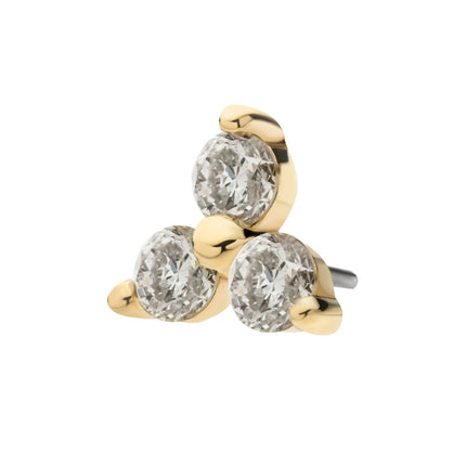 Invictus 14Kt Gold Threadless Prong Set 1.5mm Round Gem Trinity Top