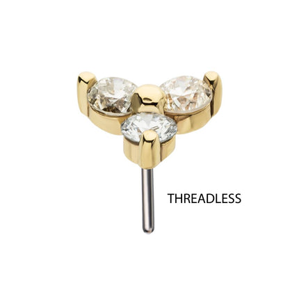 Invictus 14Kt Gold Threadless Prong Set 1.5mm Round Gem Trinity Top