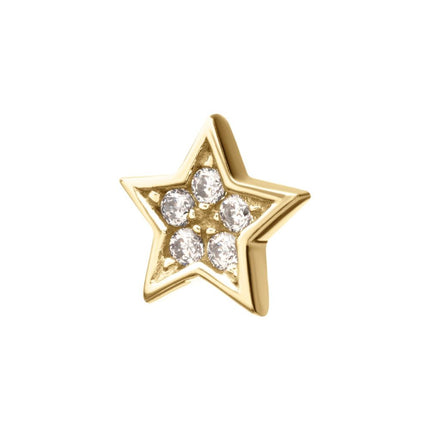 Invictus 14Kt Gold Threadless Star Top with Prong Set Gem