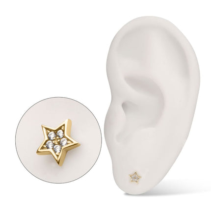 Invictus 14Kt Gold Threadless Star Top with Prong Set Gem