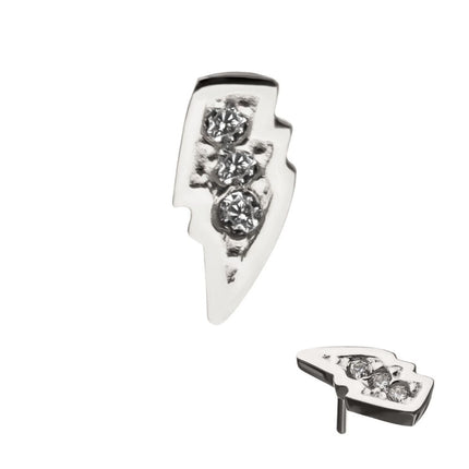 Invictus 14kt Gold Threadless with Clear Gem Lightning Bolt Top