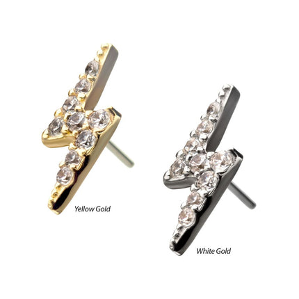 Invictus 14kt Gold Threadless Prong Set Round Gem Lightning Bolt Top