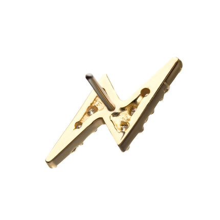 Invictus 14kt Gold Threadless Prong Set Round Gem Lightning Bolt Top