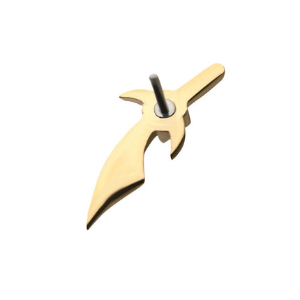Invictus 14kt Yellow Gold Dagger Threadless Top with 1.5mm Center Accent Clear CZ Gem