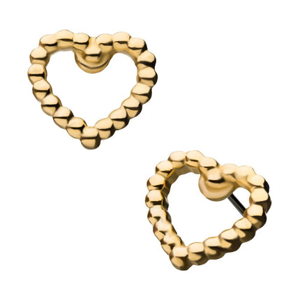 Invictus 14Kt Yellow Gold Threadless  Heart Beads Top