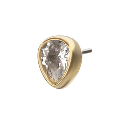 Invictus 14Kt Gold Threadless Bezel Set Pear Gem Top