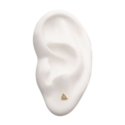 Invictus 14Kt Yellow Gold Threadless with Clear Gem Triangle Top