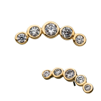 Invictus 14Kt Yellow Gold Threadless Bezel Set Gem 5-Cluster Top