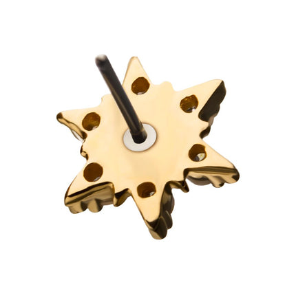 Invictus 14Kt Yellow Gold Threadless with Clear CZ and White Synthetic Opal 6-Point Star Top