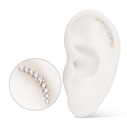 Invictus 14Kt Gold Threadless Curved Bar Top with 9 Prong Set Gem Cluster