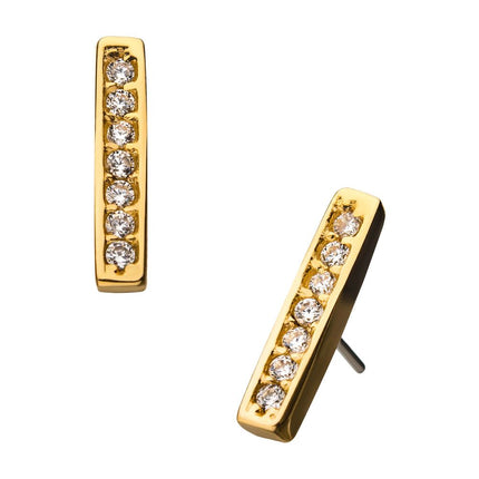 Invictus 14kt Yellow Gold Threadless 9mm 7-Clear Gem Panel Top