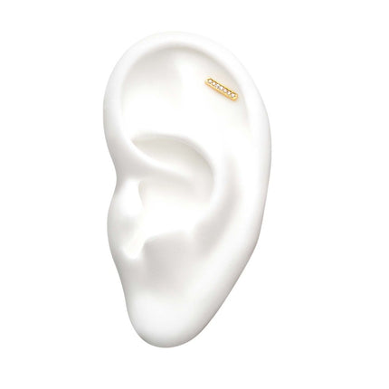 Invictus 14kt Yellow Gold Threadless 9mm 7-Clear Gem Panel Top