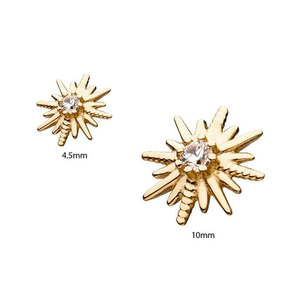 Invictus 14Kt Yellow Gold Threadless with Star Clear CZ Top