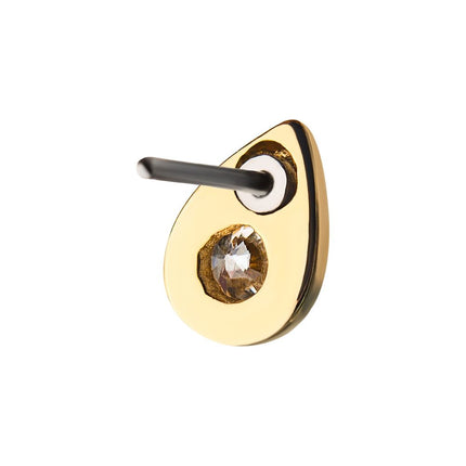 Invictus 14Kt Yellow Gold Threadless Bezel Set Gem Teardrop Shape Top