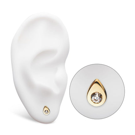 Invictus 14Kt Yellow Gold Threadless Bezel Set Gem Teardrop Shape Top