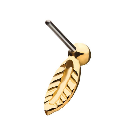 Invictus 14Kt Yellow Gold Threadless  Bezel Set Gem Leaf Top