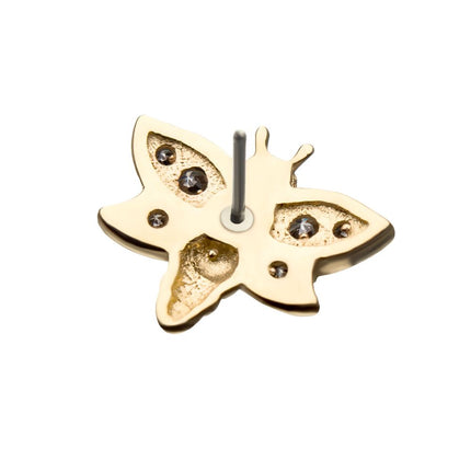 Invictus 14Kt Yellow Gold Threadless with Clear Gem Bee Top