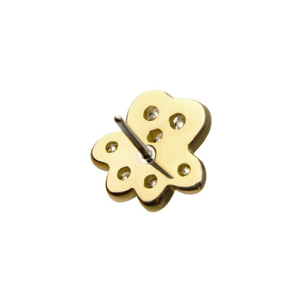 Invictus 14Kt Yellow Gold Threadless with Dog Paw Clear CZ Top