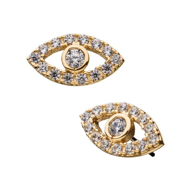 Invictus 14kt Yellow Gold Threadless with Multi-Clear Gem Eye Top