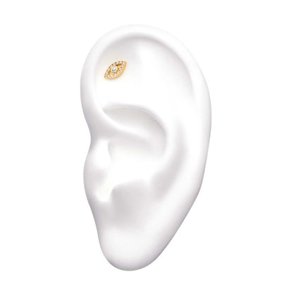 Invictus 14kt Yellow Gold Threadless with Multi-Clear Gem Eye Top