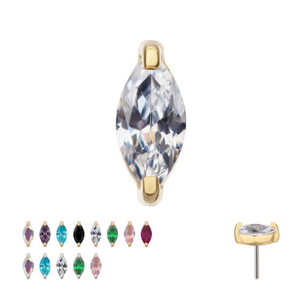 Invictus 14Kt Gold Threadless with Marquise Prong Gem Top
