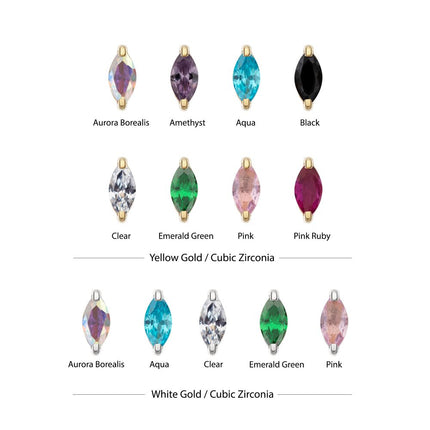 Invictus 14Kt Gold Threadless with Marquise Prong Gem Top