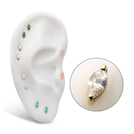 Invictus 14Kt Gold Threadless with Marquise Prong Gem Top