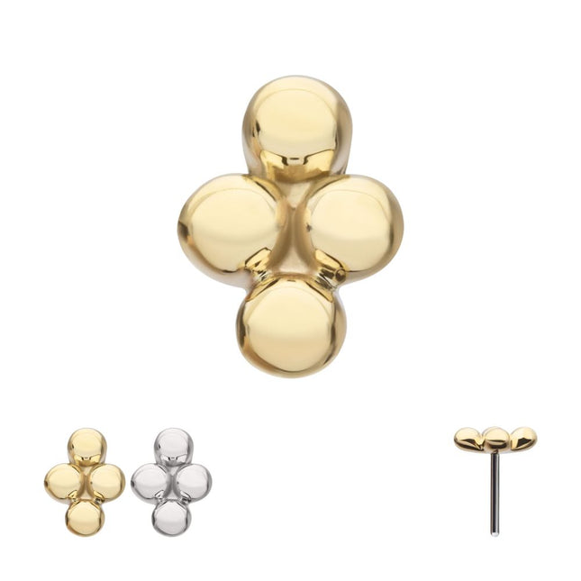 Invictus 14Kt Gold Threadless 4-Bead Cluster Top