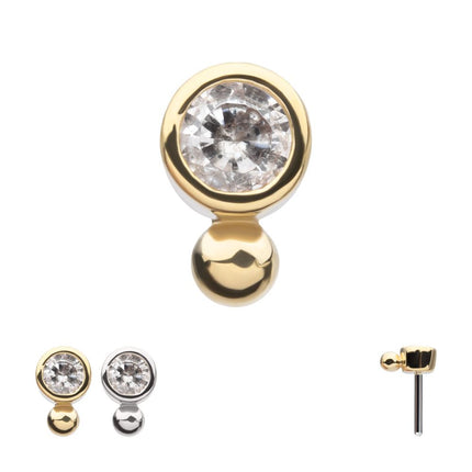 Invictus 14Kt Gold Threadless 1.75mm Bezel Set Gem & Bead Top