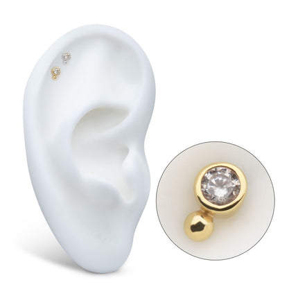 Invictus 14Kt Gold Threadless 1.75mm Bezel Set Gem & Bead Top