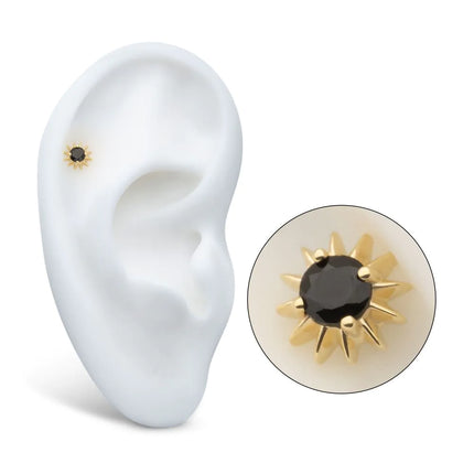 Invictus 14Kt Yellow Gold Threadless Spike Edge Prong Set Round Gem Top