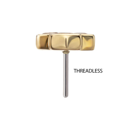 Invictus 14Kt Yellow Gold Threadless Bezel Gem Triple Honeycomb Top