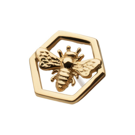Invictus 14Kt Yellow Gold Threadless Hexagon Bee Top