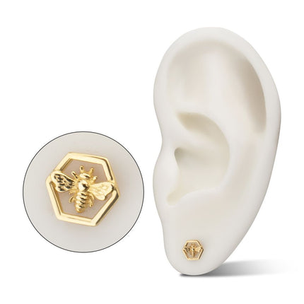 Invictus 14Kt Yellow Gold Threadless Hexagon Bee Top