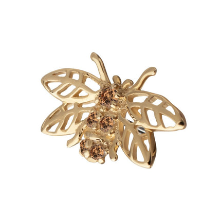 Invictus 14Kt Yellow Gold Threadless Prong Set Gem Hollow Cut Bee Top