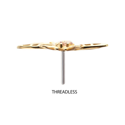 Invictus 14Kt Yellow Gold Threadless Prong Set Gem Hollow Cut Bee Top