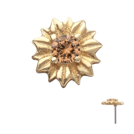 Invictus 14Kt Yellow Gold Threadless Prong Set Gem Sunflower Top