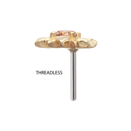 Invictus 14Kt Yellow Gold Threadless Prong Set Gem Sunflower Top