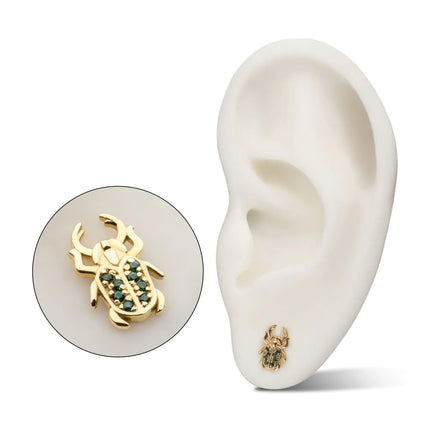 Invictus 14Kt Yellow Gold Threadless Paved Gem Beetle Guardian Top