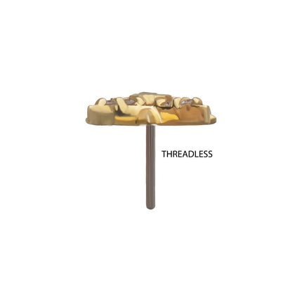 Invictus 14Kt Yellow Gold Threadless Paved Gem Starburst Top