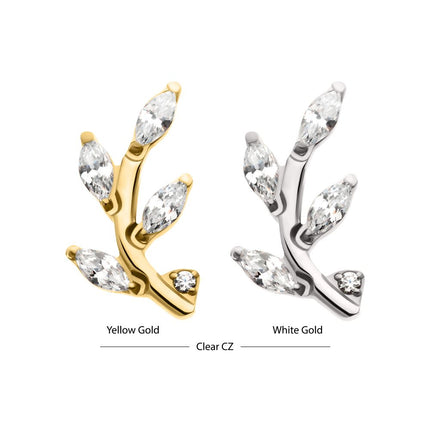 Invictus 14Kt Gold Threadless Leaf Top with Prong Set Marquise Gem