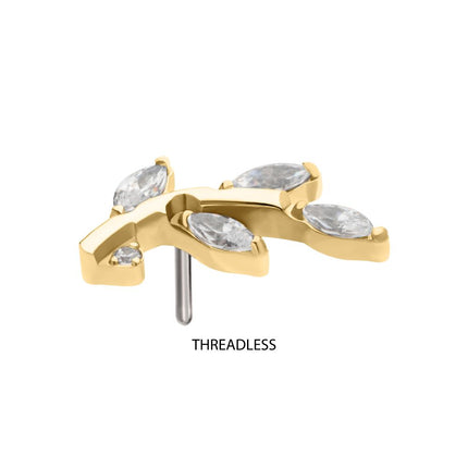 Invictus 14Kt Gold Threadless Leaf Top with Prong Set Marquise Gem