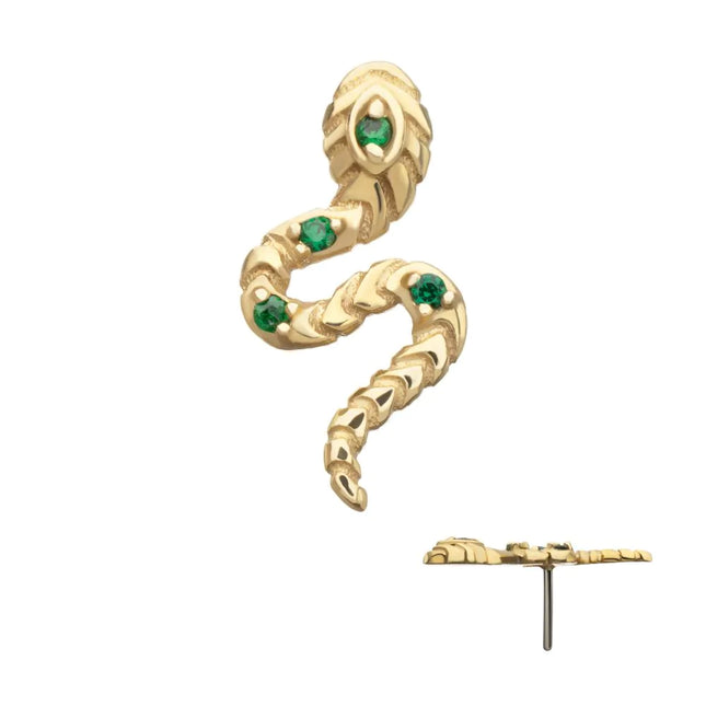 Invictus 14Kt Yellow Gold Threadless Prong Set Gem Serpent Path Top