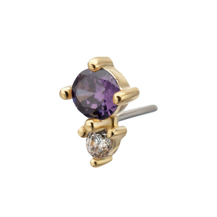 Invictus 14Kt Yellow Gold Threadless Double Round Prong Set Multi-Gem Top