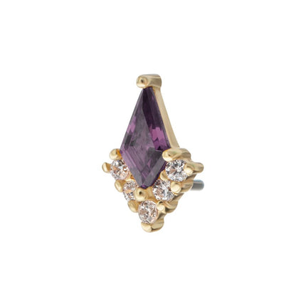 Invictus 14Kt Yellow Gold Threadless Kite Shape & Round Prong Set Multi-Gem Top
