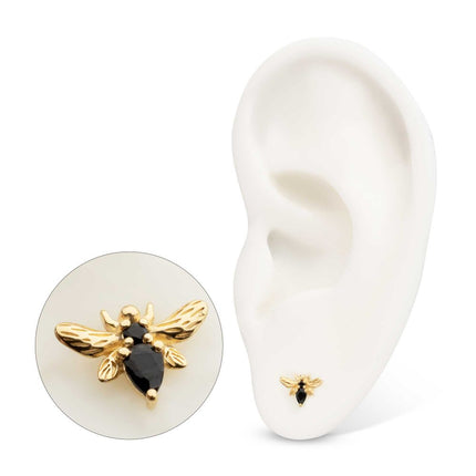 Invictus 14Kt Yellow Gold Threadless "Golden Bee" Gem Top